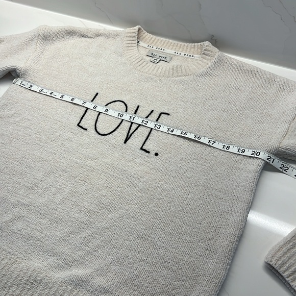 Rae Dunn Pull Over crew neck Sweater Cream w/"Love" Super Soft Poly/Nylon Blend - Picture 8 of 11